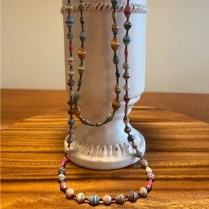 Handmade Multicolor Paper Bead Necklace